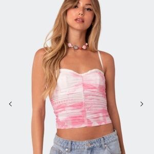 EDIKTED Evelyn Print Ruched Crop Camisole NEW with TAGS